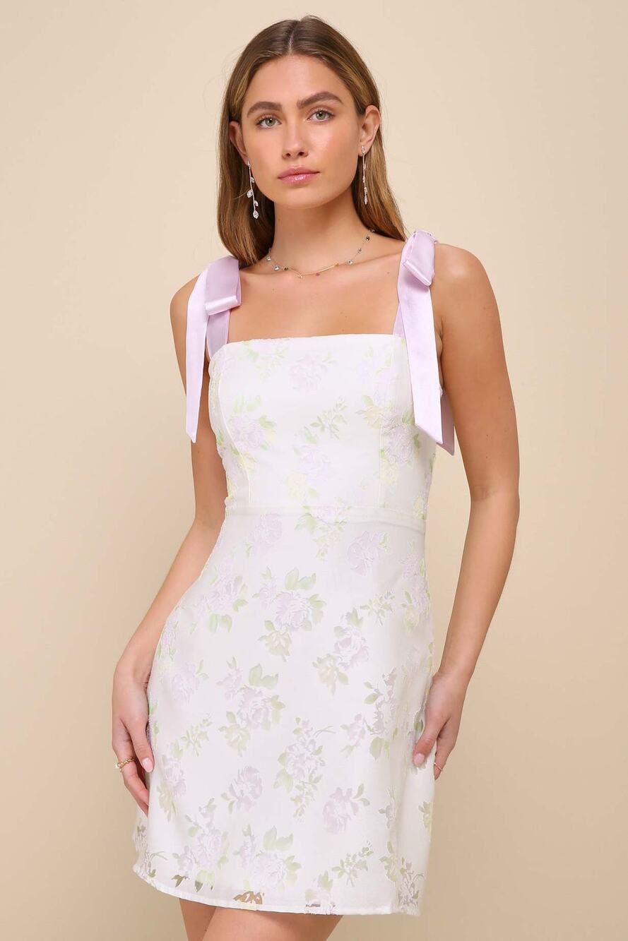 Lulus Sweeten the Day Dress Womens XXL Cream Floral Burnout Mini NWT
